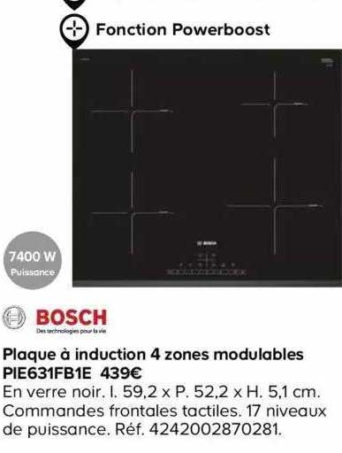 Plaque à Induction 4 Zones Modulables Pie631fb1e Bosch