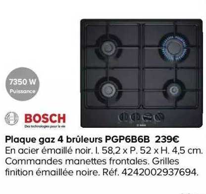 plaque gaz 4 brûleurs pgp6b6b bosch