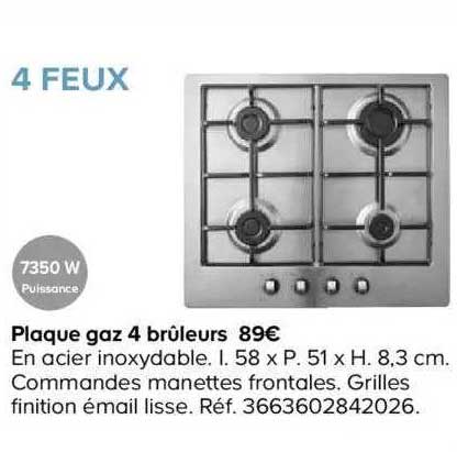 Plaque Gaz 4 Brûleurs