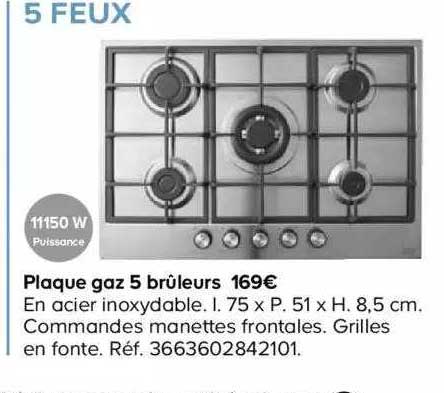 plaque gaz 5 brûleurs