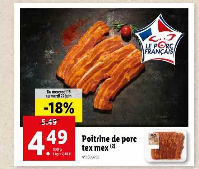 poitrine de porc tex mex