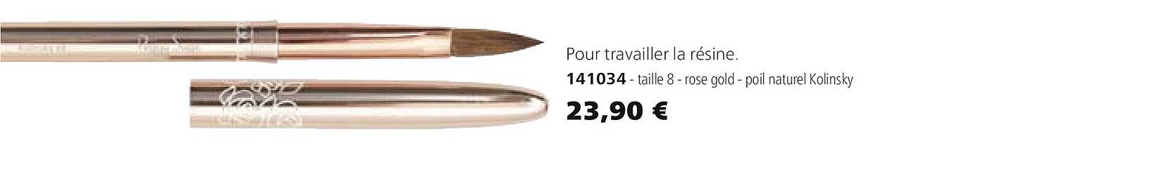 pour travailler la résine 141034 - taille 8 - rose gold - poil naturel kolinsky