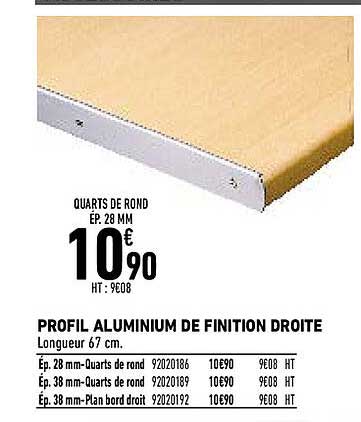 profil aluminium de finition droite