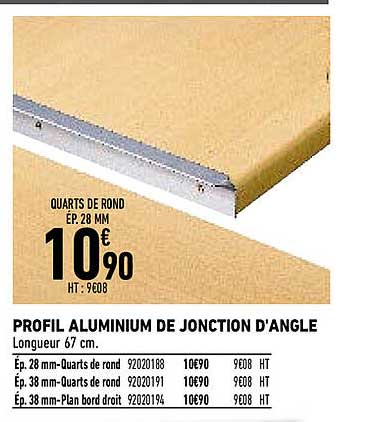 profil aluminium de jonction d'angle