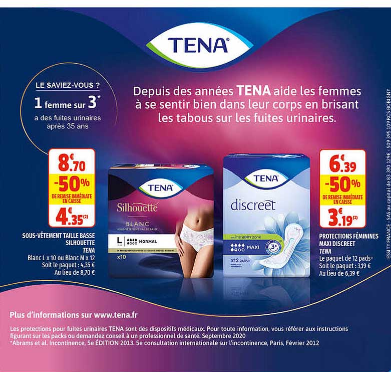 protections féminines maxi discreet tena