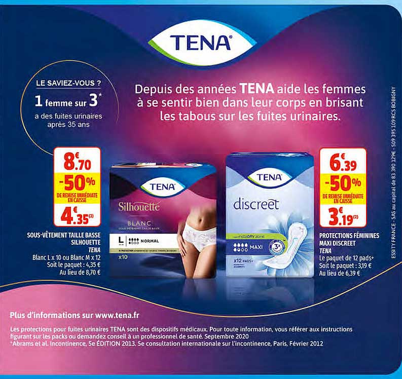 protections féminines maxi discreet tena