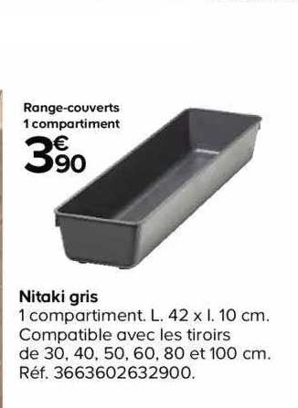 range-couverts 1 compartiment nitaki gris