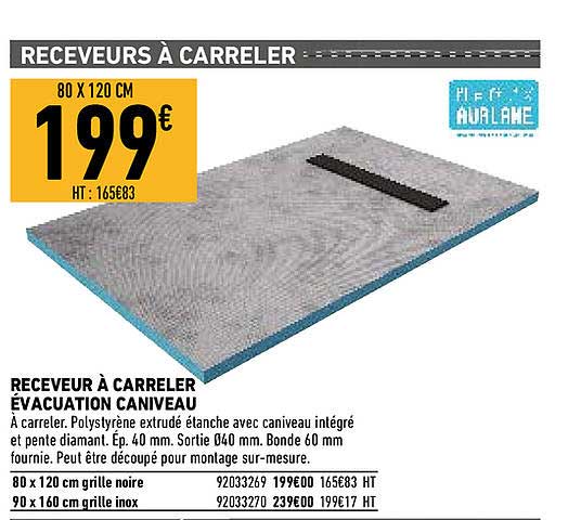 receveur à carreler évacuation caniveau