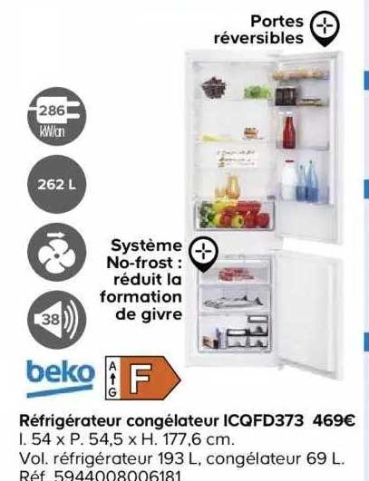 Réfrigérateur Congélateur Icqfd373 Beko