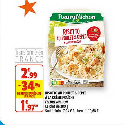 risotto au poulet & cèpes à la crème fraîche fleury michon