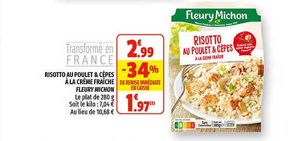 risotto au poulet & cèpes à la crème fraîche fleury michon