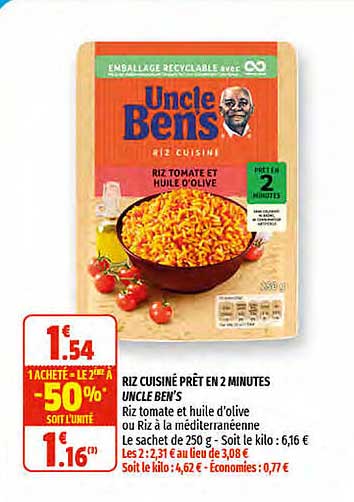 riz cuisiné prêt en 2 minutes uncle ben's