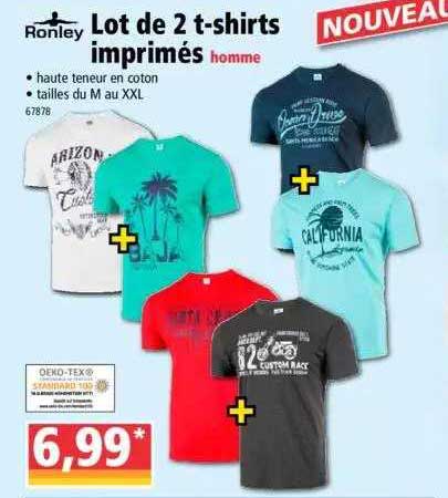 ronley lot de 2 t-shirts imprimés