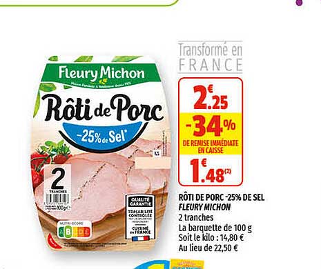 rôti de porc -25% de sel fleury michon