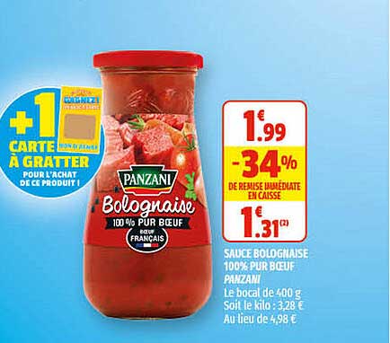 Sauce Bolognaise 100% Pur Boeuf Panzani