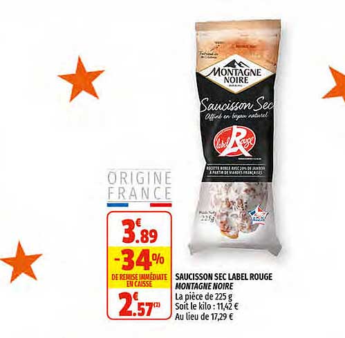 Saucisson Sec Label Rouge Montagne Noire