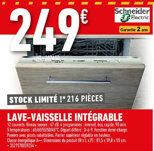 schneider lave-vaisselle intégrable