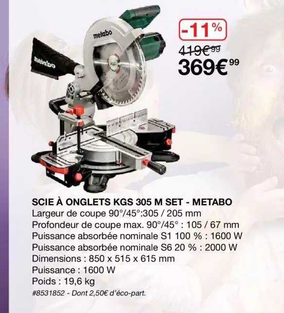 scie à onglets kgs 305 m set - metabo