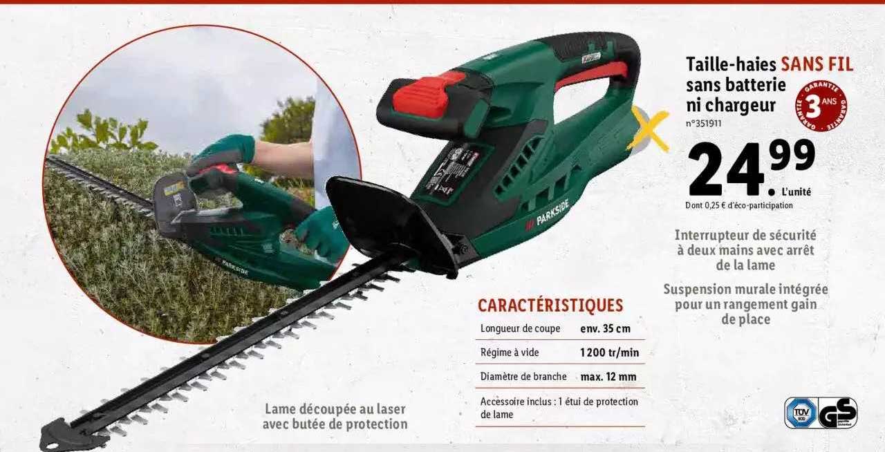 taille-haies sans fil sans batterie ni chargeur parkside