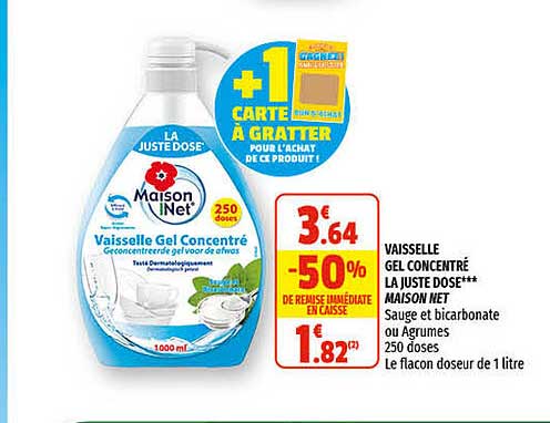 vaisselle gel concentré la juste dose maison net