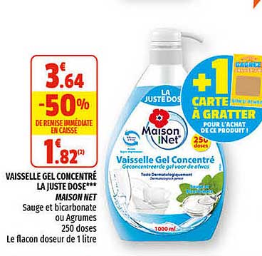 vaisselle gel concentré la juste dose maison net
