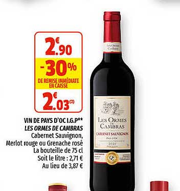 vin de pays d'oc i.g.p. les ormes de cambras