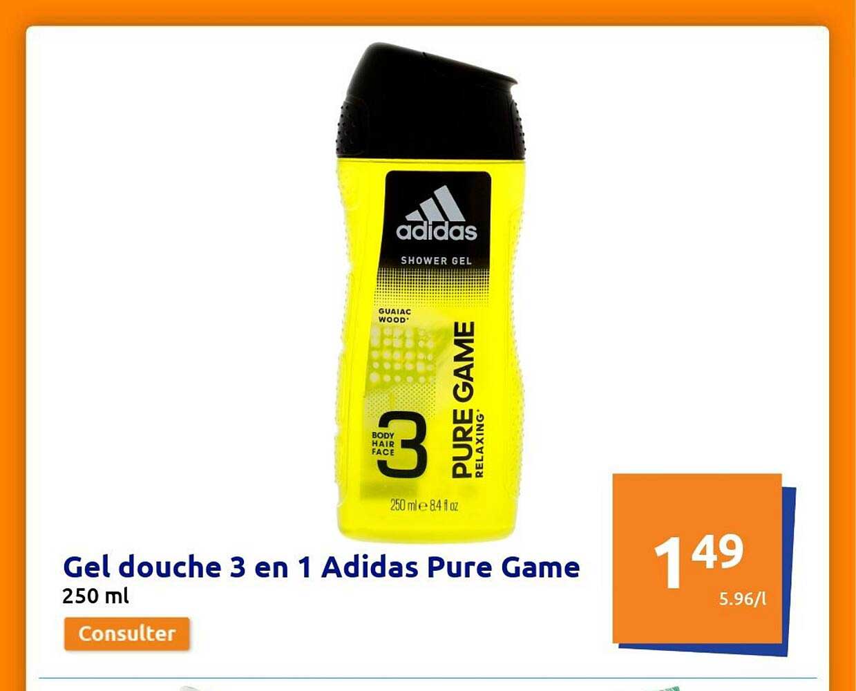 gel douche 3 en 1 adidas pure game