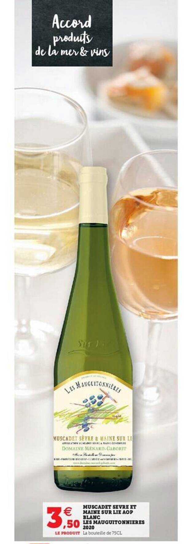 muscadet sèvre et maine sur lie aop blanc les mauguitonnières 2020