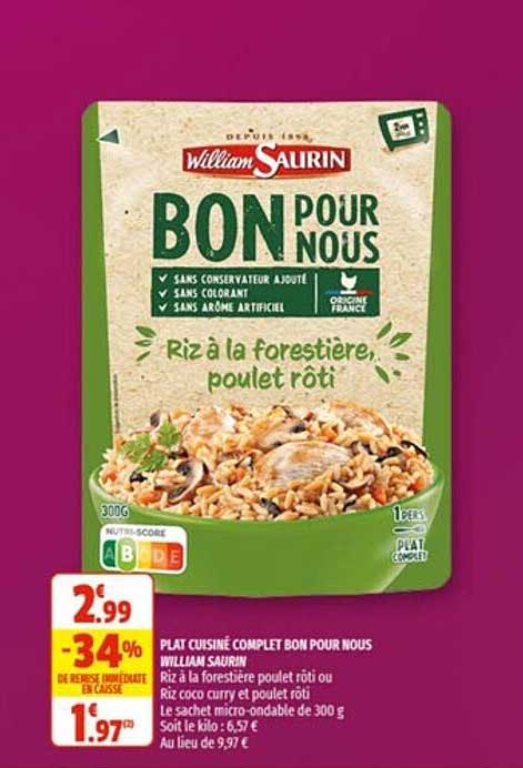 plat cuisiné complet bon pour nous william saurin