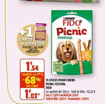 15 sticks pour chiens picnic festival fido