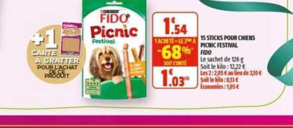 15 sticks pour chiens picnic festival fido