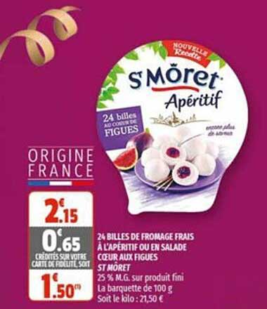 24 billes de fromage frais à l'apéritif ou en salade cœur aux figues st môret