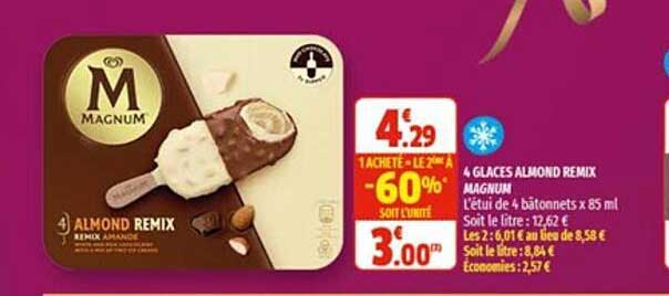4 glaces almond remix magnum