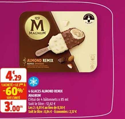 4 glaces almond remix magnum
