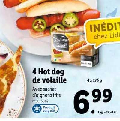4 hot dog de volaille
