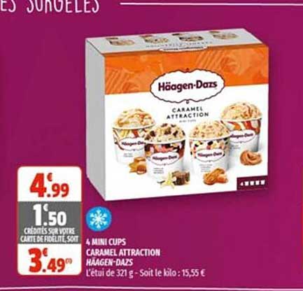4 mini cups caramel attraction häagen-dazs