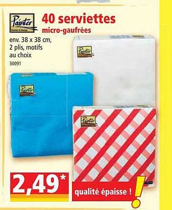 40 serviettes micro-gaufrées painter
