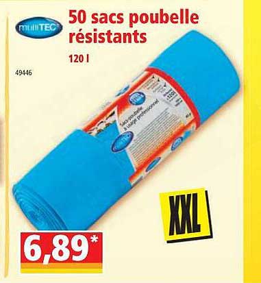 50 sacs poubelle résistants multitec