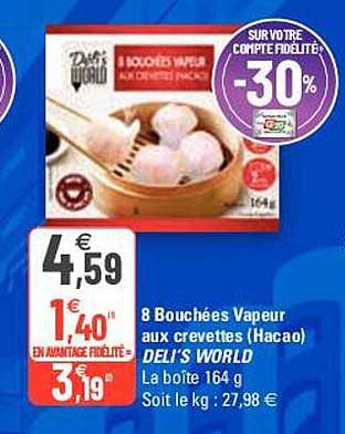 8 bouchées vapeur aux crevettes (hacao) deli's world