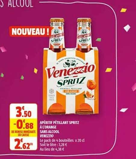 apéritif pétillant spritz à l'orange sans alcool venezzio