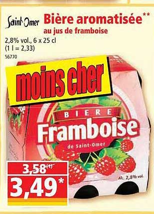 bière aromatisée au jus de framboise saint-omer