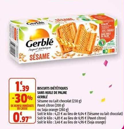 Biscuits Diététiques Sans Huile De Palme Gerblé