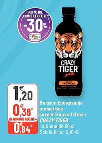 boisson energisante aromatisée saveur tropical urban crazy tiger