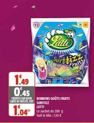 bonbons goûts fruits surffizz lutti