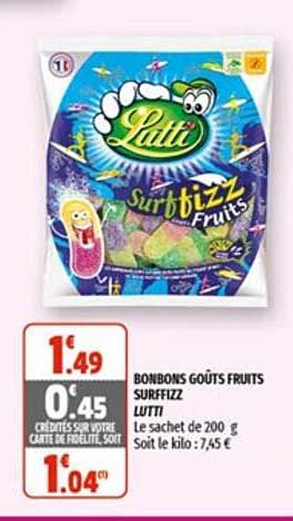 bonbons goûts fruits surffozz lutti