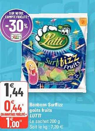 bonbons surffizz goûts fruits lutti