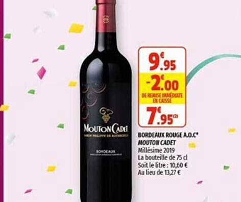 bordeaux rouge a.o.c. mouton cadet