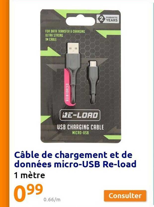 câble de chargement et de données micro-usb re-load