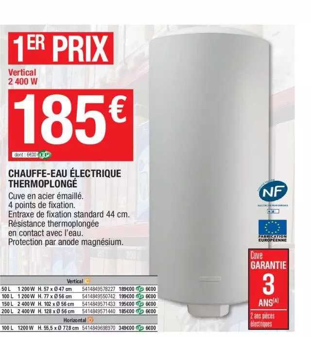 chauffe-eau électrique thermoplongé