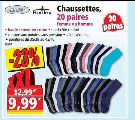 Chaussettes 20 Paires Femme Ou Homme ElleNor Ronley